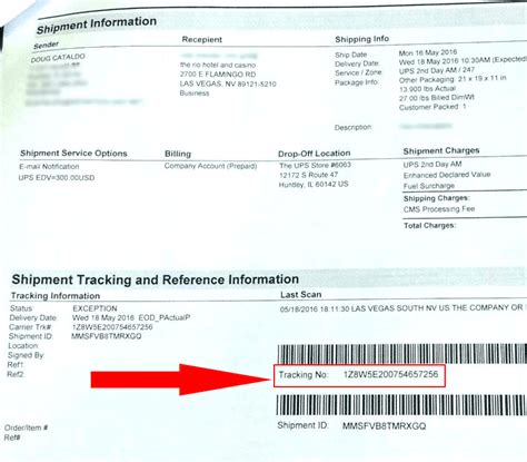 sample ups tracking number